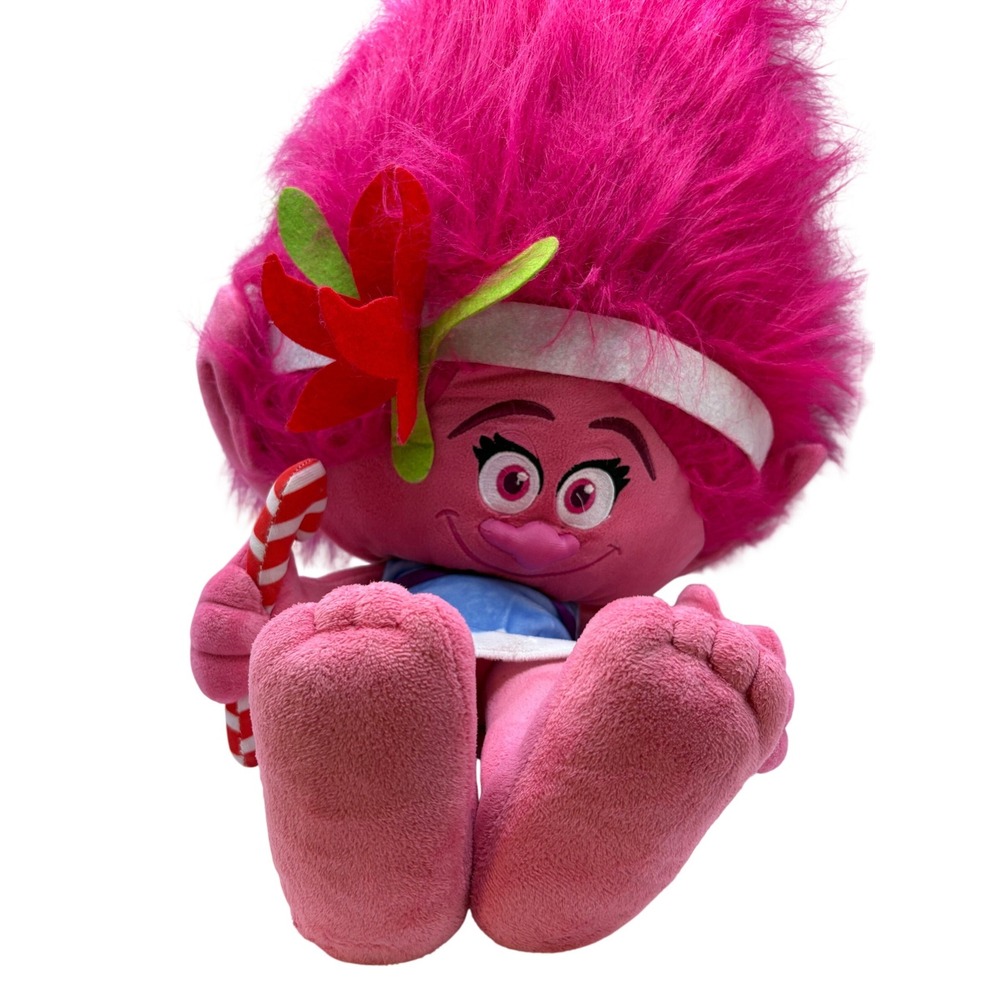 DreamWorks Trolls Princess Poppy Plush 24" Blue Dress Red Flower Headband 2016 - Picture 3 of 3